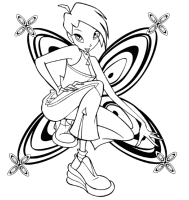 A coloring page of winx club
